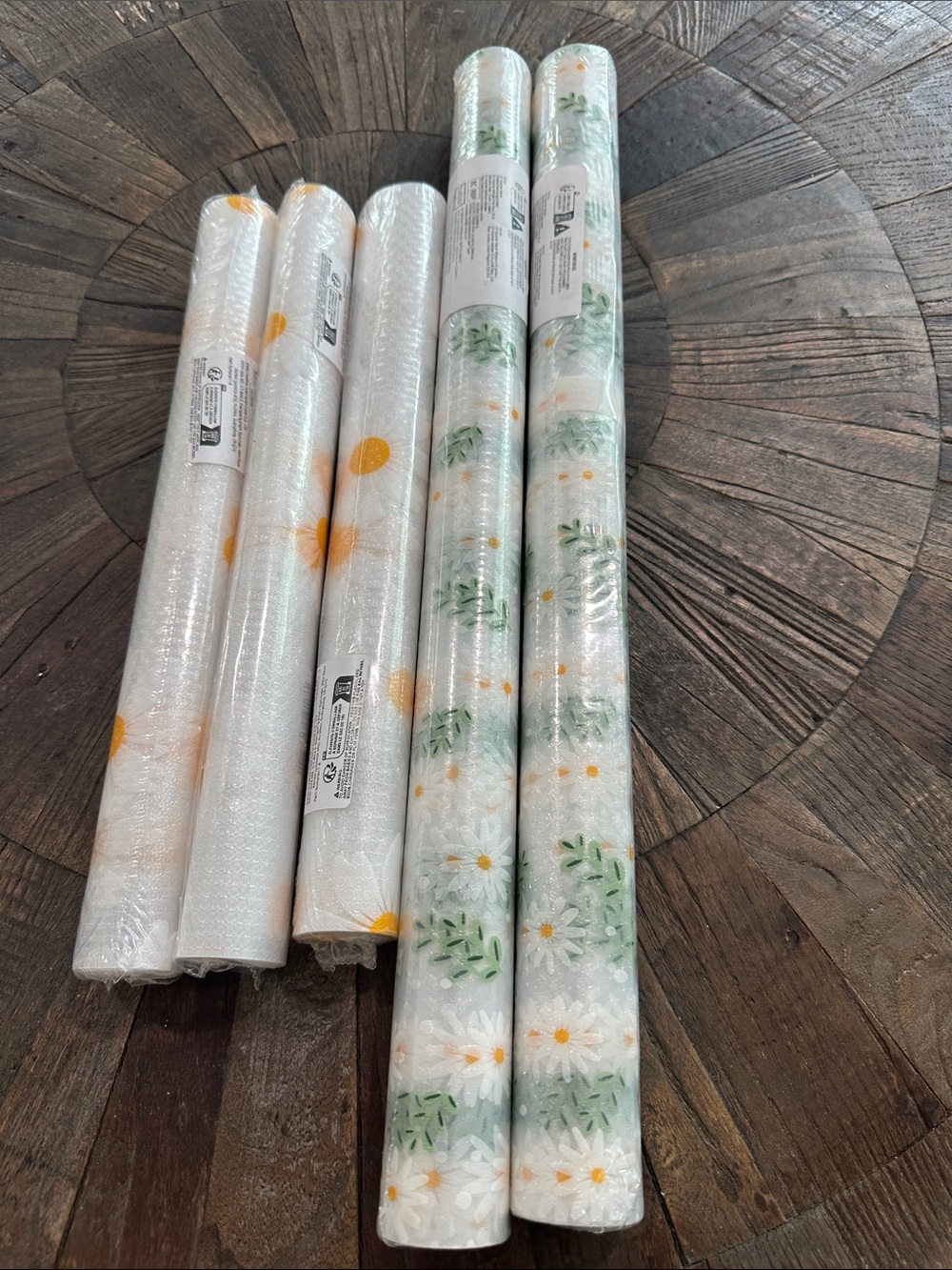 5 Floral & Daisy Shelf Liners - White with Yellow and Green